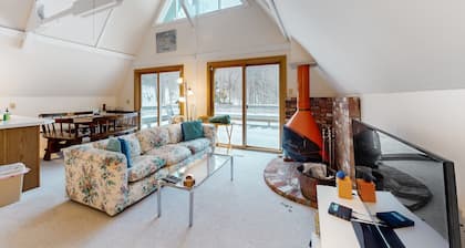 Secluded A-frame chalet with deck, patio, & 2 kitchens - near slopes
