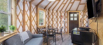 Luxury Glamping Yurt with Loft, Wood-Fired Hot Tub