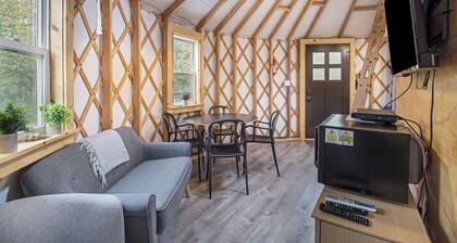 Luxury Glamping Yurt with Loft, Wood-Fired Hot Tub