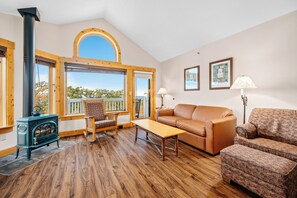 Smart TV, fireplace - Stony Brook 24 | Top Floor, Heated Pool, Lake Michigan View (Glen Arbor)