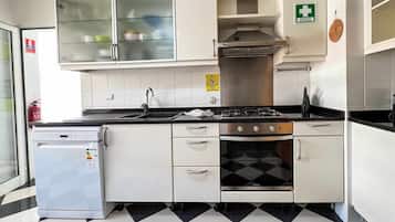 Microondas, horno, lavavajillas y cafetera y tetera