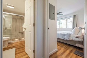 Eco-friendly toiletries, hair dryer, towels, soap