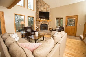 TV, fireplace, DVD player, stereo