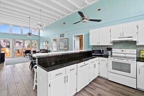 Fridge, microwave, oven, stovetop - Pet Friendly w/ Private Pool | 2nd Row From Beach (Ocean Isle Beach)