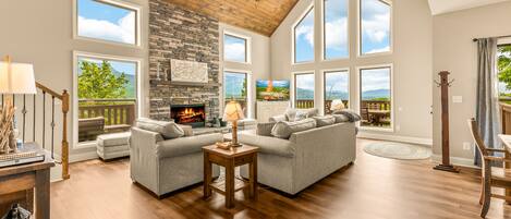 Televisión, chimenea y videojuegos