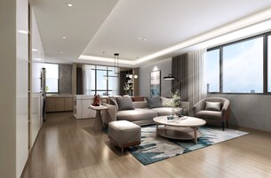 1 Bedroom Deluxe | Living area | 85-inch flat-screen TV with digital channels, TV