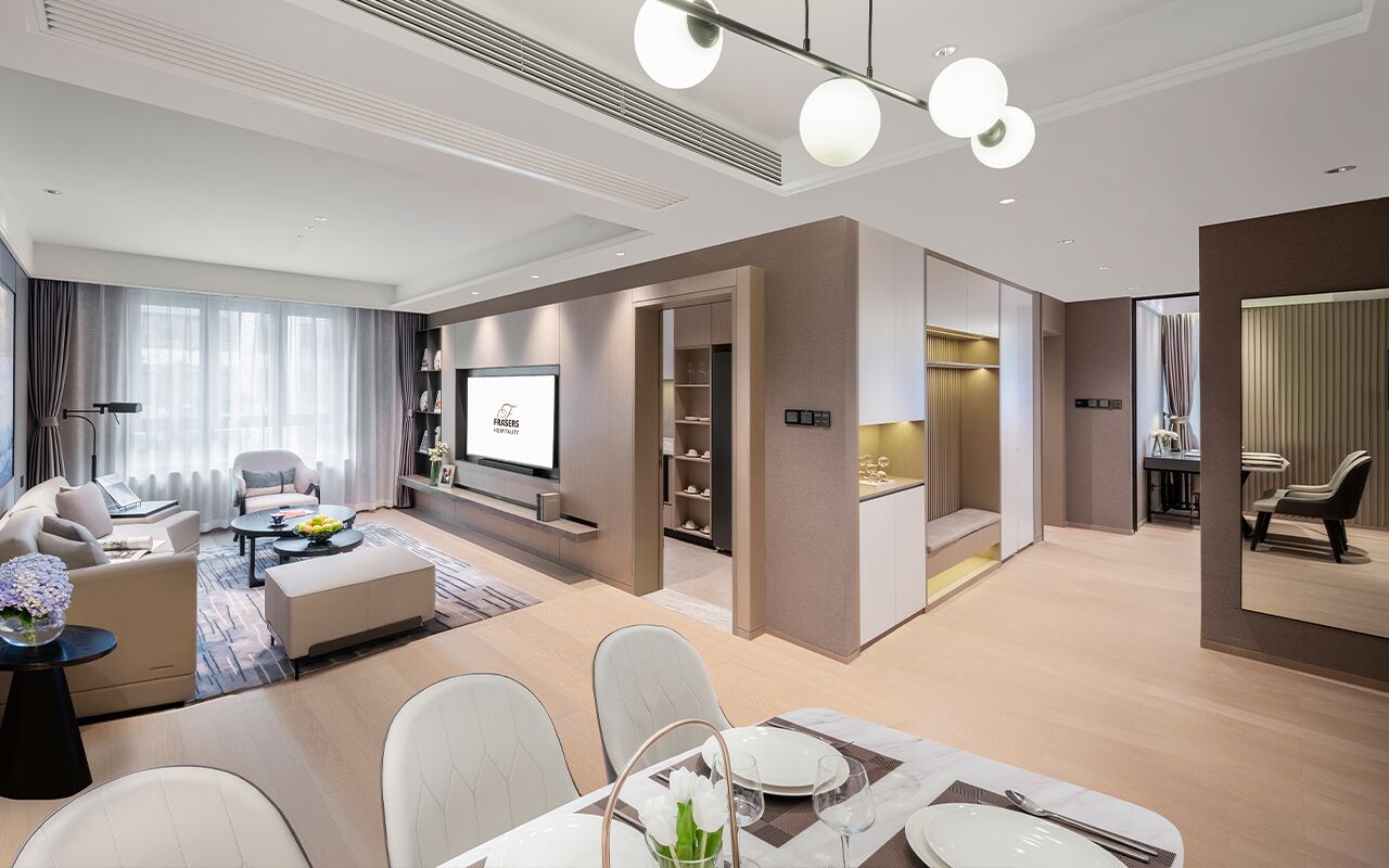 3 Bedroom Executive | Living area | 85-inch flat-screen TV with digital channels, TV
