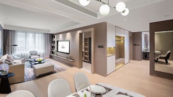 3 Bedroom Executive | Living area | 85-inch flat-screen TV with digital channels, TV