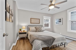 2 bedrooms, desk, iron/ironing board, travel cot