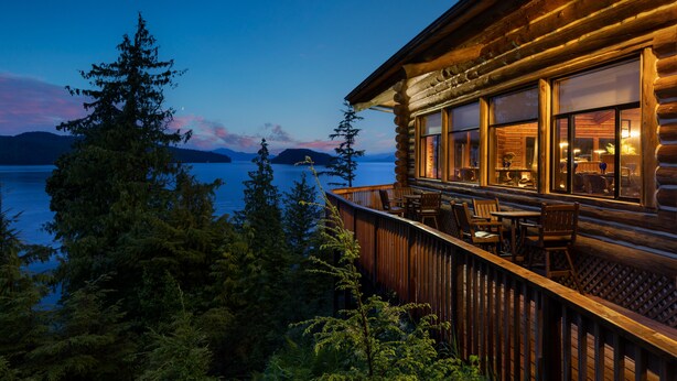 Front of property - evening/night - Salmon Falls Resort (Ketchikan)