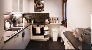Fridge, stovetop, cookware/dishes/utensils, paper towels - Eine Wohnung mit etwas Luxus (Vienna)