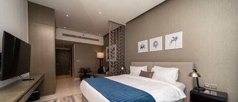 Blackout drapes, iron/ironing board, free WiFi, bed sheets