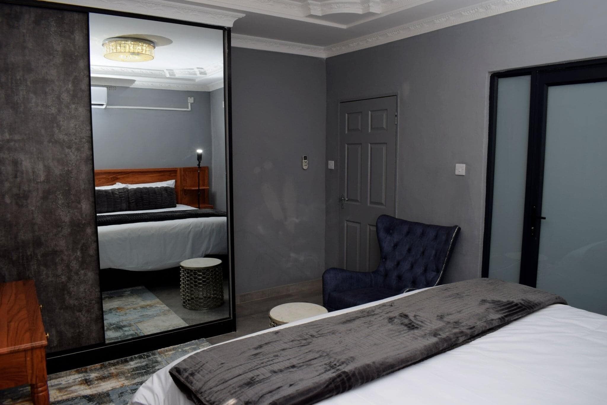 Individually decorated, individually furnished, desk, laptop workspace