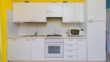 Kühlschrank, Mikrowelle, Herdplatte, Wasserkocher