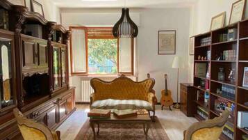 Een televisie en een open haard