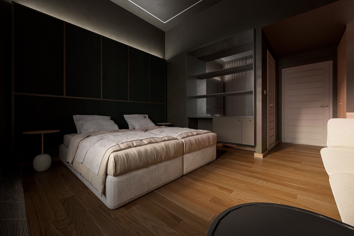 Tabla de planchar con plancha, wifi gratis y ropa de cama 