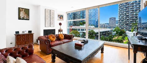 TV, fireplace, offices