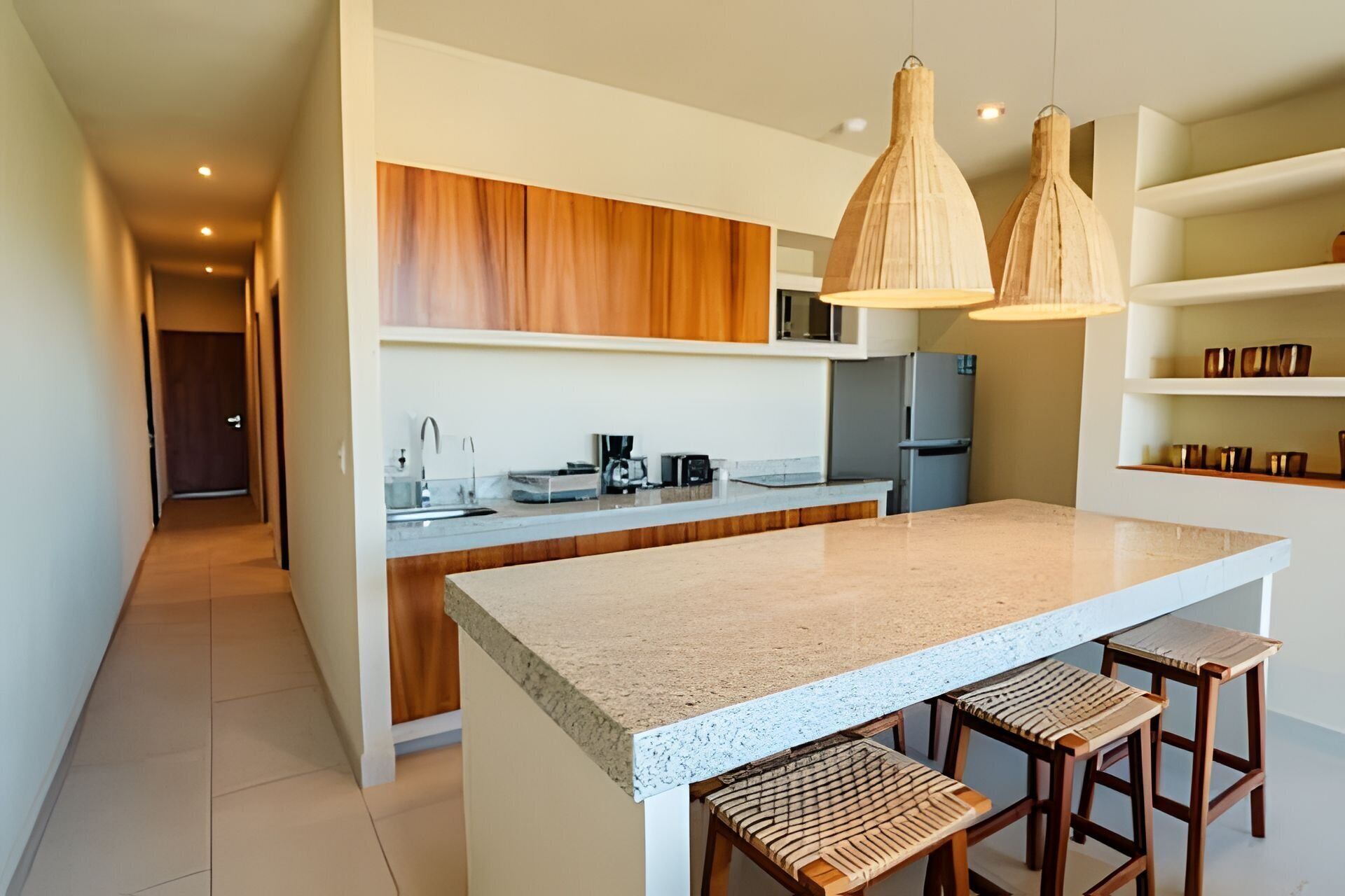 Apartment | Private kitchen | Coffee/tea maker, full-size fridge, microwave, stovetop