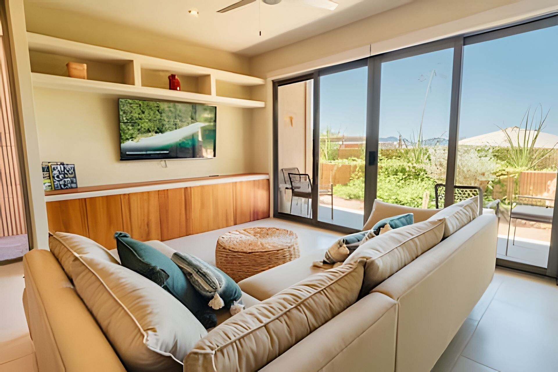 Apartment | Living area | 65-inch flat-screen TV with cable channels, TV