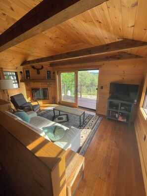 Älytelevisio, takka, videopelejä, kirjoja