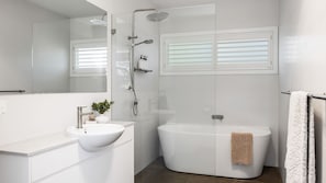 Bathtub, hair dryer