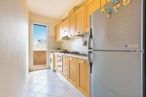 Fridge, stovetop, cookware/dishes/utensils