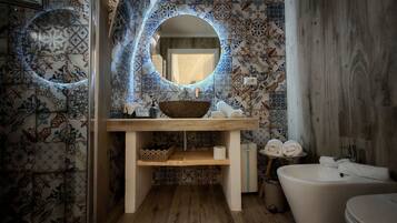 Shower, free toiletries, hair dryer, bathrobes