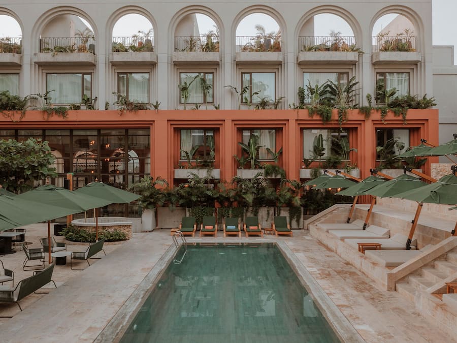 2 outdoor pools, open 9:00 AM to 6:00 PM, free pool cabanas