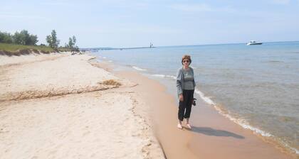 Charming, beach house close to town on dune with fabulous view of Lake Michigan