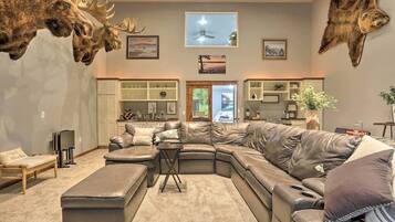 Smart TV, fireplace, video games, DVD player