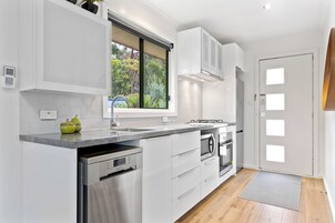 Deluxe Villa | Private kitchen | Microwave, electric kettle, toaster