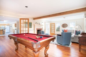 TV, fireplace, table football, offices