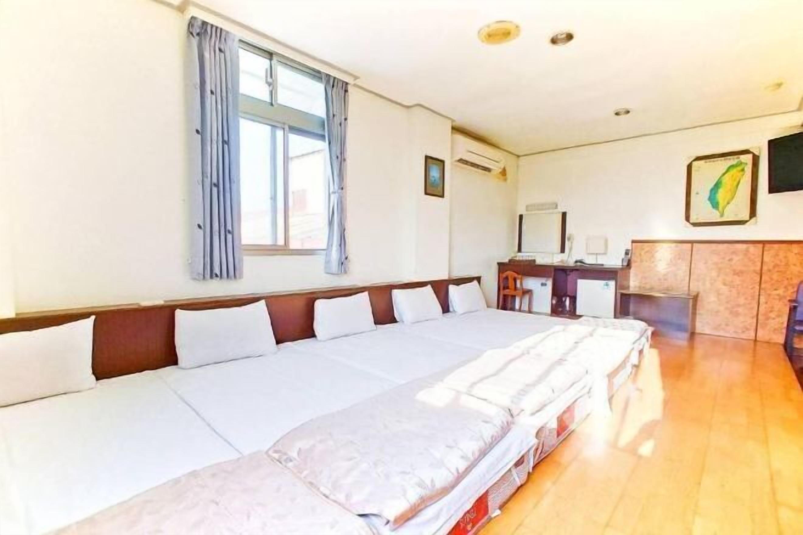 Desk, laptop workspace, free WiFi, bed sheets