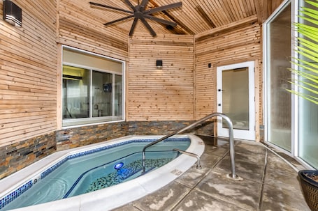 Indoor pool, a heated pool. Peaceful Spa Villa Getaway - Hot Tub - 3 minutes to Mohegan Sun Casino