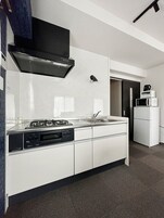 Family Apartment, 2 Bedrooms, Non Smoking, City View | Private kitchen | Fridge, microwave, stovetop, toaster