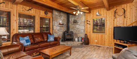 Fernseher, Kamin, DVD-Player