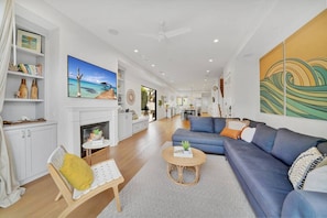 Smart TV, fireplace, video games, ping pong