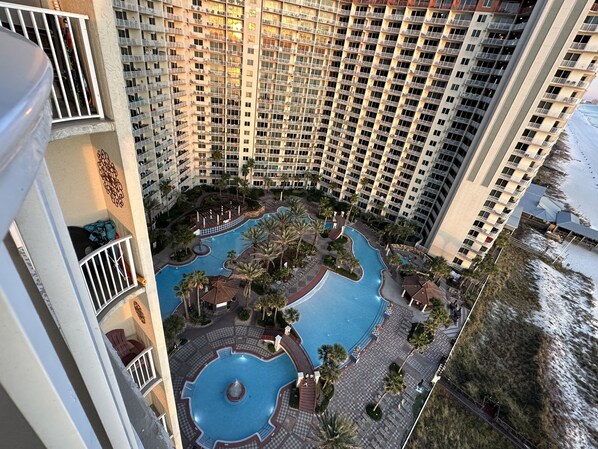 Indoor pool, outdoor pool - Best Ocean Front corner unit with wrap around balcony view of the beach and pool (Panama City Beach)