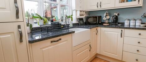 Fridge, dishwasher, electric kettle, toaster