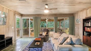 House, Multiple Beds, Patio, Garden View (Sun, Shells, & Seaspray) | Living area | 42-inch flat-screen TV with digital channels, MP3 dock