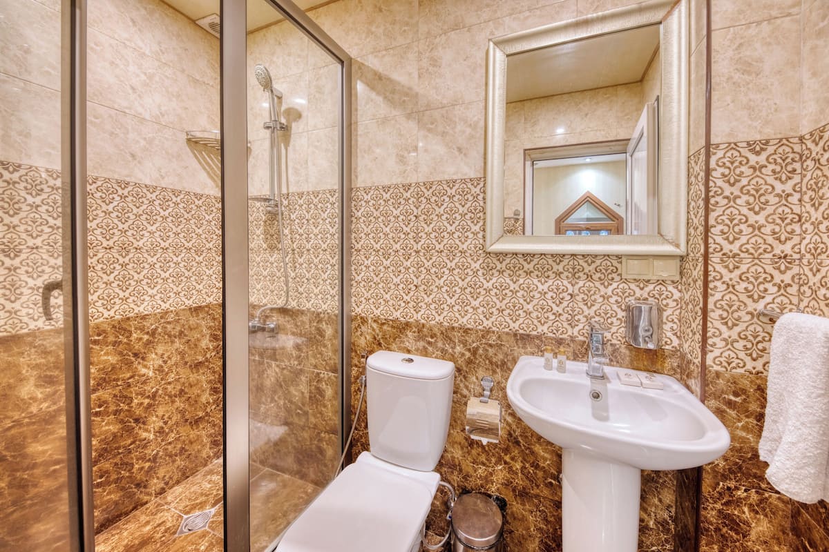 standard double room | bathroom | free toiletries, hair dryer, bathrobes, slippers