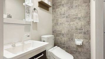 Bathtub, hair dryer, towels, soap