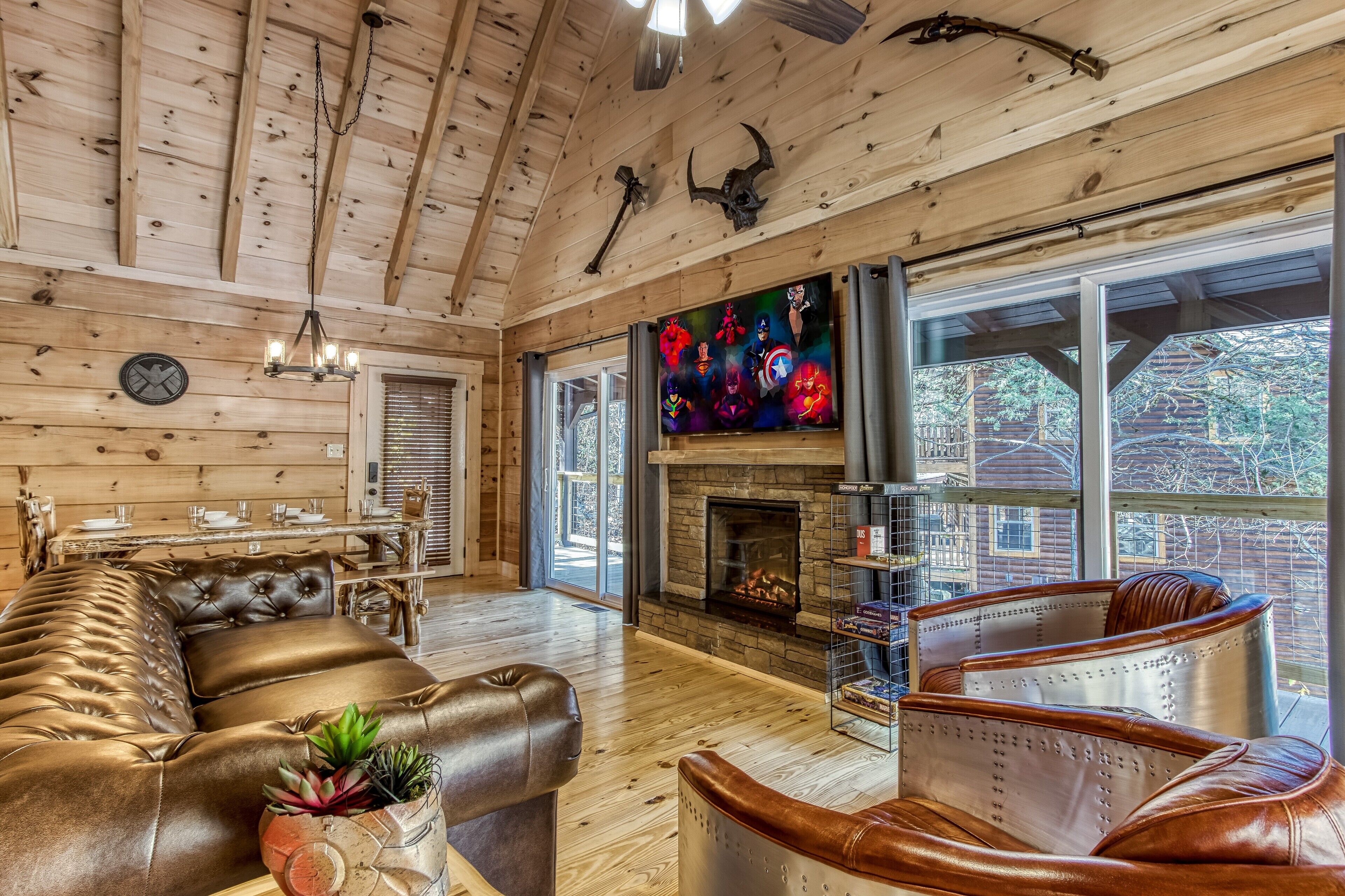 Smart TV, fireplace, video games