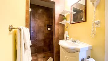 The Shallow Bay Room (Room 5) | Bathroom | Designer toiletries, hair dryer, bathrobes, slippers