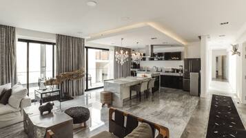 Penthouse senior | Área de sala de estar | Smart TV de 55 pulgadas con canales digitales y televisión
