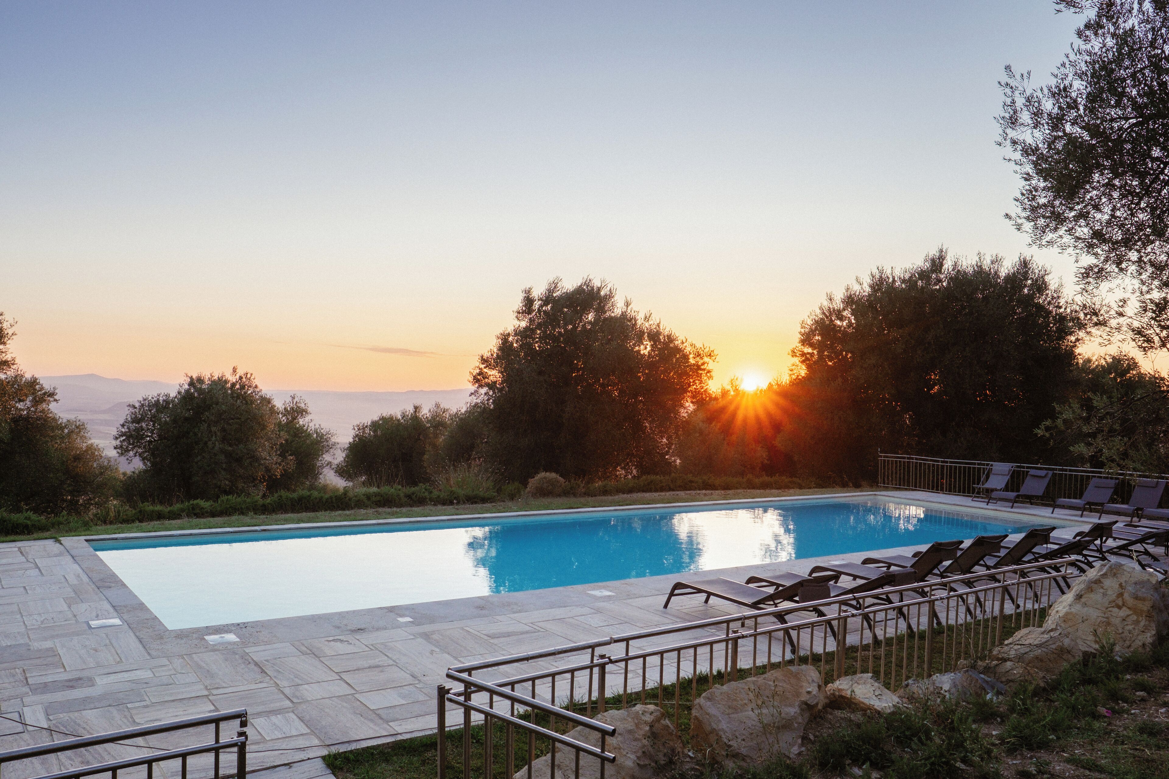 Seasonal outdoor pool, open 8:00 AM to 8:00 PM, sun loungers