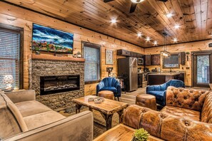 Smart TV, fireplace, video games