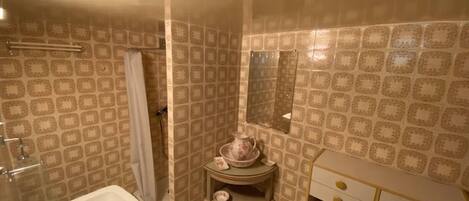 Baignoire, sĂšche-cheveux, serviettes fournies