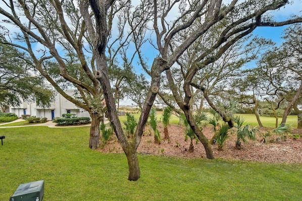 Surrounded by mature trees, this serene setting offers a peaceful retreat.