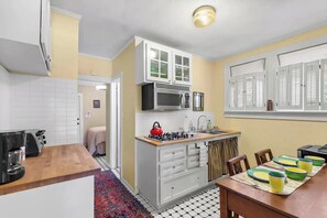 Fridge, microwave, spices, paper towels